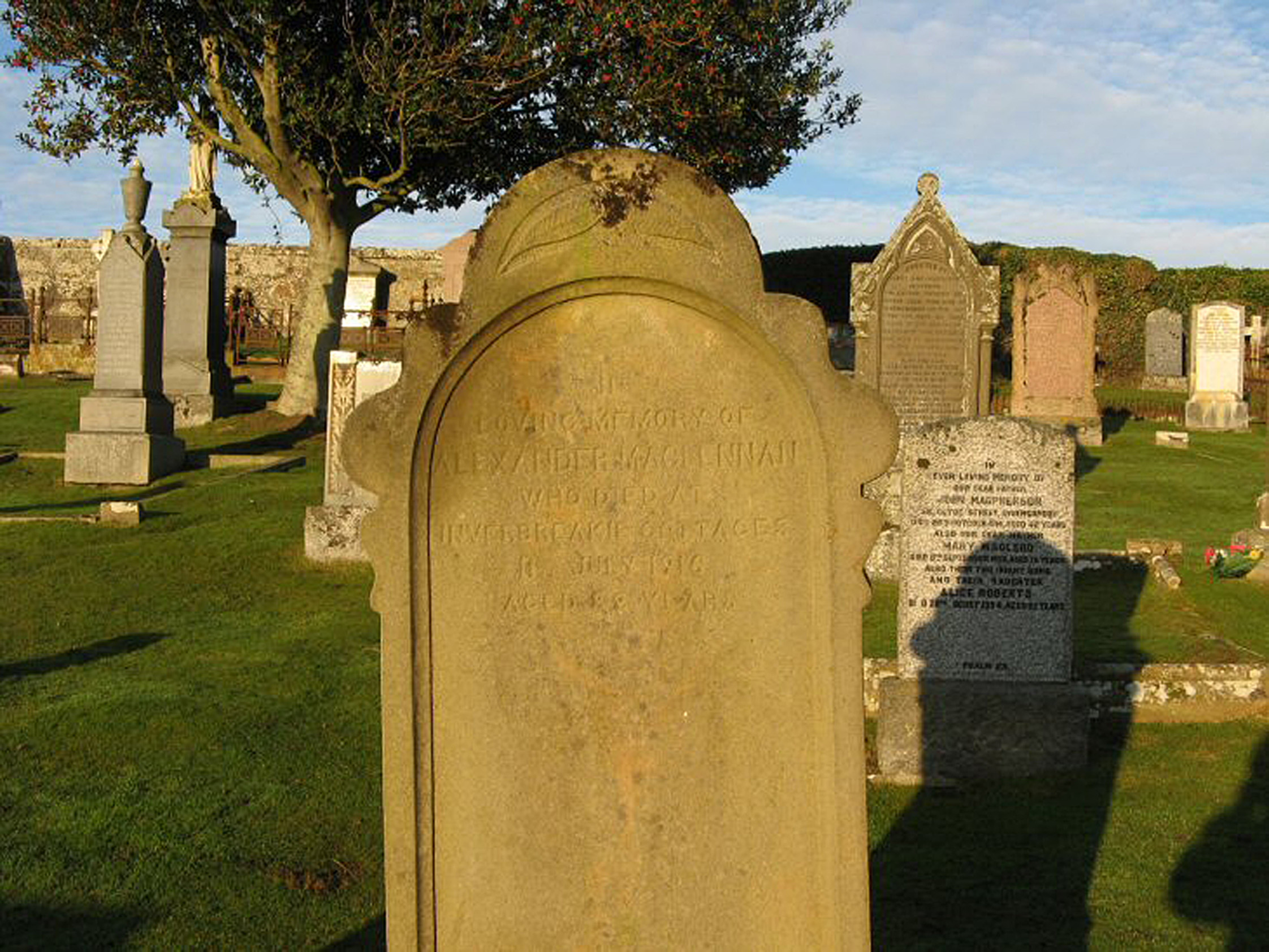 Photo of headstones/Alexander MacLennan died 1916 MI Rosskeen